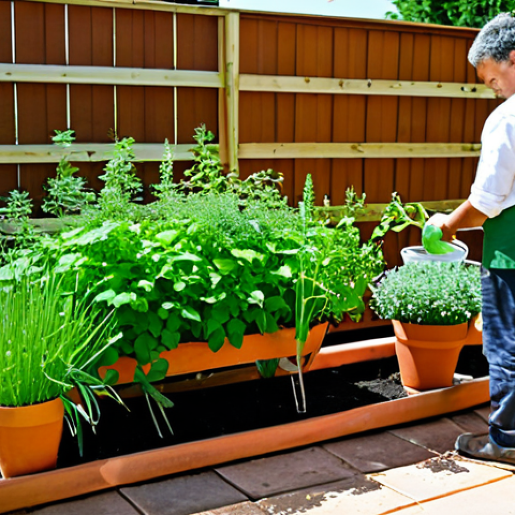 텃밭에서 키우기 쉬운 작물 - Thriving Herb Garden**
"A vibrant and healthy herb garden overflowing with basil, mint, and chives ...